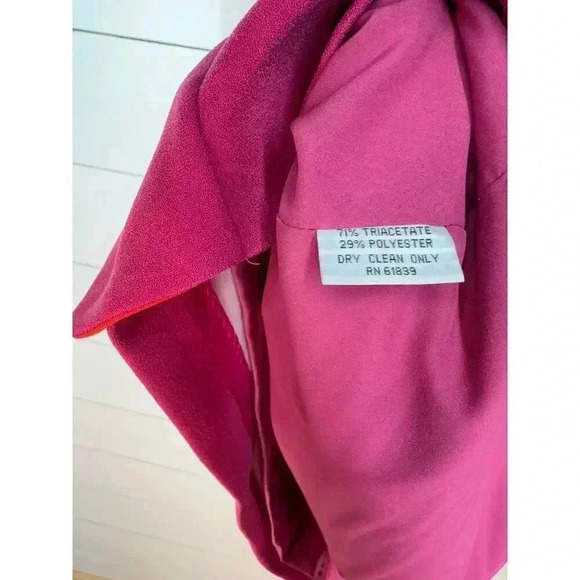 Ricki Freeman Terri Jon 12 (XL) Pink‎ & Red One Shoulder Ruffle Above Knee Dress - Picture 5 of 8